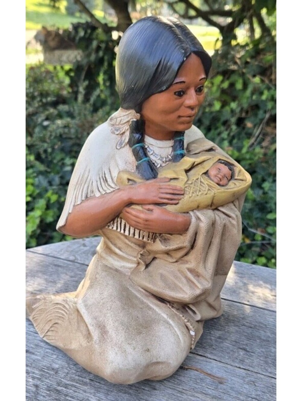 Vintage Native American Indian Mother Squaw Child Baby Ceramic Byron Molds